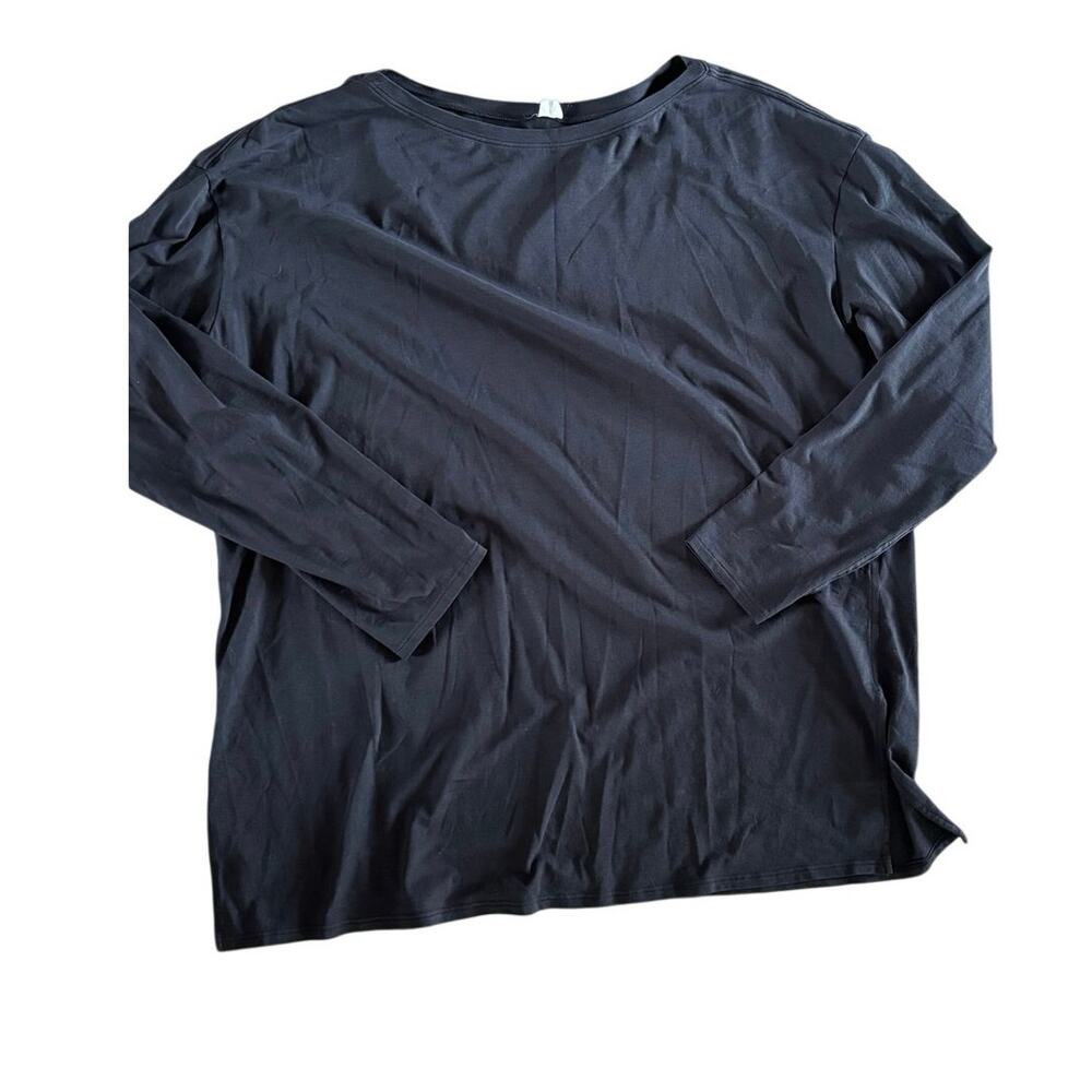 Lululemon Back In Action Long Sleeve Shirt Women 12 Black Pima Cotton Relaxed
